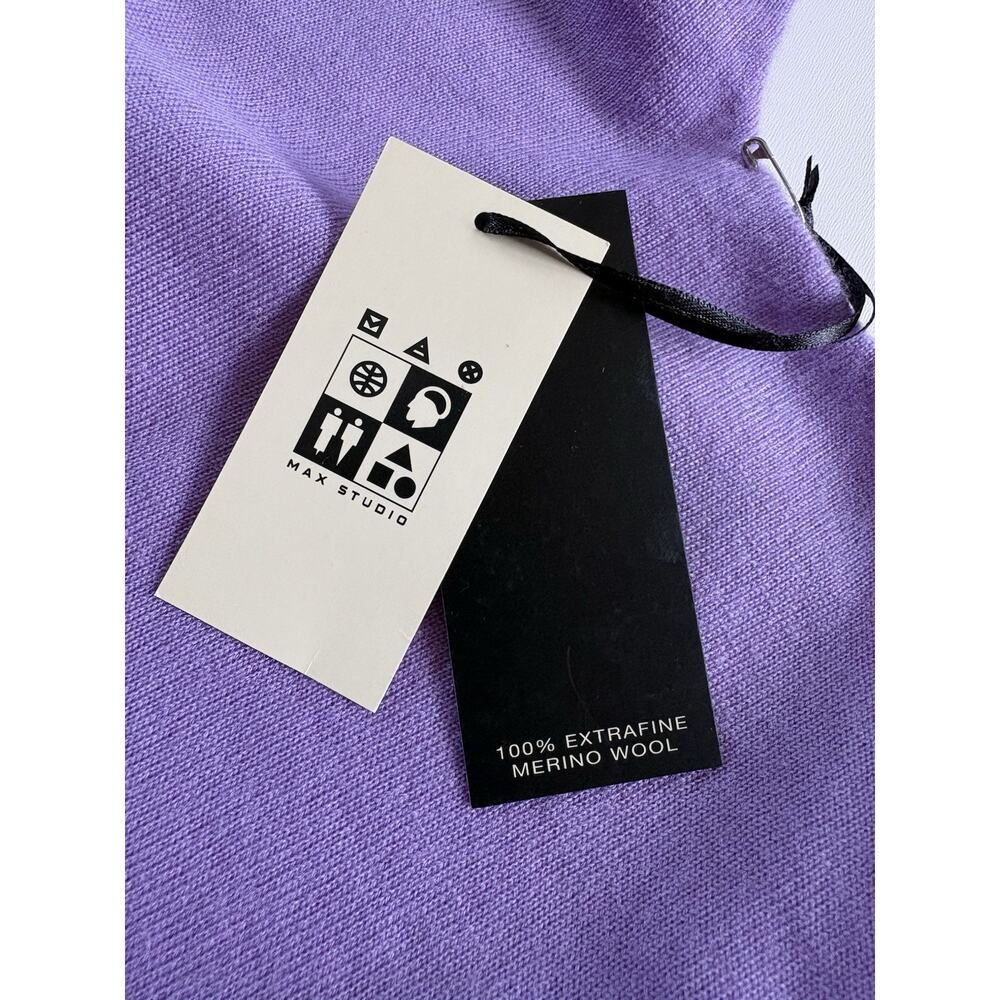 Max Studio 100% Merino Wool Lightweight Sweater Purple Dolman Sleeve Career M - Picture 8 of 13